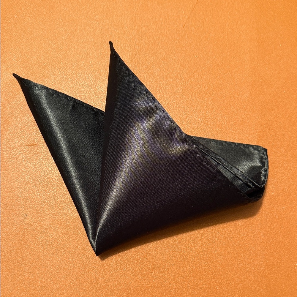 Elegant Satin Black Pocket Square